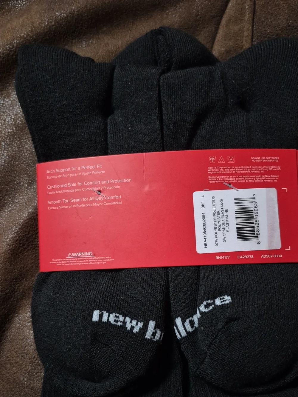 New Balance Men's Cushioned Crew Socks - Black (6 Pack)